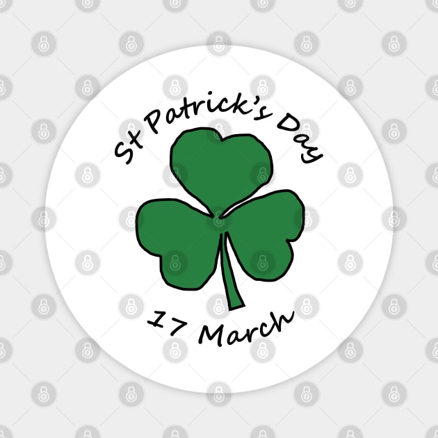 St Patricks Day 17 March Shamrock Magnet by ellenhenryart